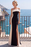 Black And White Asymmetrical Mermaid Long Formal Dress