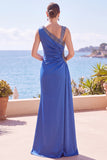 Dark Green Beaded Asymmetrical Neck Ruched Mermaid Formal Dress