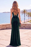 Burgundy Velvet Sequins Halter Neck Ruched Sheath Long Formal Dress with Slit