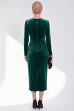 Navy Sheath Velvet Ruched Mother Of The Bride Dress