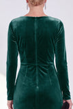 Navy Sheath Velvet Ruched Mother Of The Bride Dress