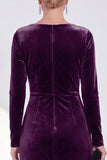 Navy Sheath Velvet Ruched Mother Of The Bride Dress