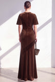 Dark Blue Sheath Ruched Velvet Mother Of The Bride Dress
