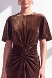 Dark Blue Sheath Ruched Velvet Mother Of The Bride Dress