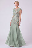 Navy Beaded Batueau A-Line Long Mother Of The Bride Dress