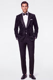 Dark Green 2 Piece Shawl Lapel Velvet Men's Suits with Sequins