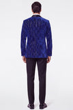 Dark Green 2 Piece Shawl Lapel Velvet Men's Suits with Sequins
