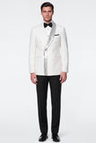 White 2 Piece Double Breasted Shawl Lapel Men's Prom Suits with Sequins