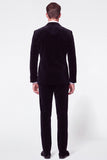 Black 2 Piece Velvet Peak Lapel Double Breasted Men's Prom Suits