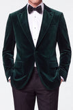 Burgundy 2 Piece Peak Lapel Single Breasted Velvet Men's Prom Suits