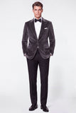 Burgundy 2 Piece Peak Lapel Single Breasted Velvet Men's Prom Suits