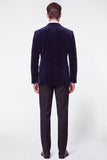 Burgundy 2 Piece Peak Lapel Single Breasted Velvet Men's Prom Suits