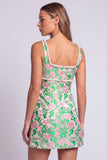 Light Blue Floral Pearls Square Neck Bodycon Mini Homecoming Dress with Slit