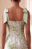 Light Green Pearl Square Neck Ruffled Short Homecoming Dress with Beading