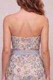 Light Grey Bodycon Sequins Strapless Beaded Short Homecoming Dress with Bow