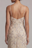 Champagne Sheath Cowl Asymmetrical Pearl Mother of the Bride Dress with Sequins