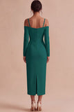 White Sheath Long Sleeves Cold Shoulder Midi Engagement Dress