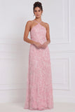 Light Blue A-Line Halter Floral Beaded Long Bridesmaid Dress