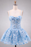 Apricot Corset Sweetheart Floral Short Homecoming Dress