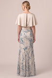Sparkly Champagne Mermaid Sequins Long Mother Of the Bride Dress with 3D Appliques