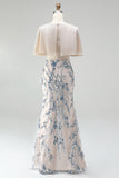 Sparkly Champagne Mermaid Sequins Long Mother Of the Bride Dress with 3D Appliques