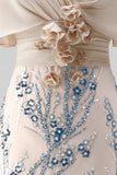 Sparkly Champagne Mermaid Sequins Long Mother Of the Bride Dress with 3D Appliques