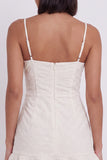 White Bodycon Square Neck Ruffled Short Little White Dress