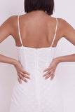 White Bodycon Sweetheart Spaghetti Straps Floral Short Little White Dress
