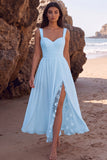 White A-Line Sweetheart Ruched Chiffon Midi Wedding Dress with Lace Side Slit