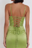 Dusty Sage Bodycon Strapless Ruched Short Cocktail Dress with Sequins