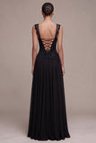 Black Corset Sweetheart A-Line Maxi Formal Dress with Lace