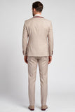 Shawl Lapel 3 Piece Champagne Double Breasted Men's Prom Suits