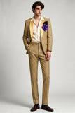 2 Piece Golden Shawl Lapel Single Breasted Men's Prom Suits