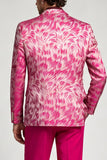 2 Piece Fuchsia Notch Lapel Single Breasted Printed Men's Prom Suits