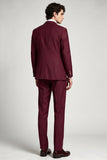 Burgundy Peak Lapel Double Breasted 2 Piece Men's Prom Suits