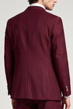 Burgundy Peak Lapel Double Breasted 2 Piece Men's Prom Suits