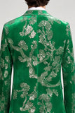 2 Piece Floral Sequins Peak Lapel Green Men's Prom Suits