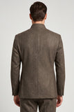 Stand Collar Brown Slim Fit Men's Prom Blazer