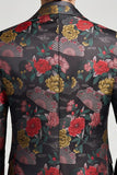 Black and Red Flower Single Breasted Notch Lapel Men's Prom Blazer