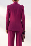 Purple Red Two Piece Shawl Lapel Long Sleeves Women Suits