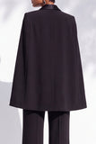 Black Peak Lapel Single Breasted 2 Piece Cape Satin Women Suits