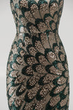 Sparkly Dark Green Mermaid Sequins Strapless Beaded Long Pageant Dress with Cape