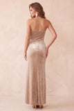 Olive Velvet Sheath Strapless Long Holiday Party Dress