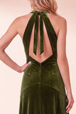 Black Velvet A-Line Halter Long Holiday Party Dress