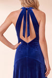 Black Velvet A-Line Halter Long Holiday Party Dress