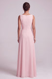 Blush A-Line Chiffon Bateau Neck Cape Long Mother of the Bride Dress with Beading