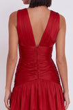 Red V-Neck A-Line Ruched Bodycon Short Cocktail Dress