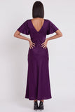 Black Satin Mermaid V-Neck Flutter Sleeves Midi Cocktail Dress