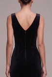 Black Corset Velvet Sheath V-Neck Maxi Dress