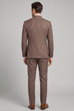 Brown Stand Collar 2 Piece Single Breasted Men's Prom Suits
